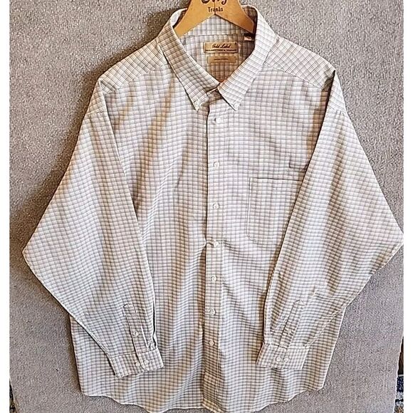 Roundtree & Yorke Other - Roundtree & Yorke Longsleeve Shirt Mens 3XT Tall Gold Label Non Iron Beige Plaid